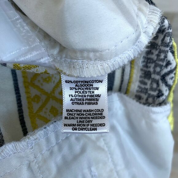 LOFT Striped Tassel Drawstring Shorts Gray Yellow Metallic Mid Rise Womens 2 - Picture 7 of 8